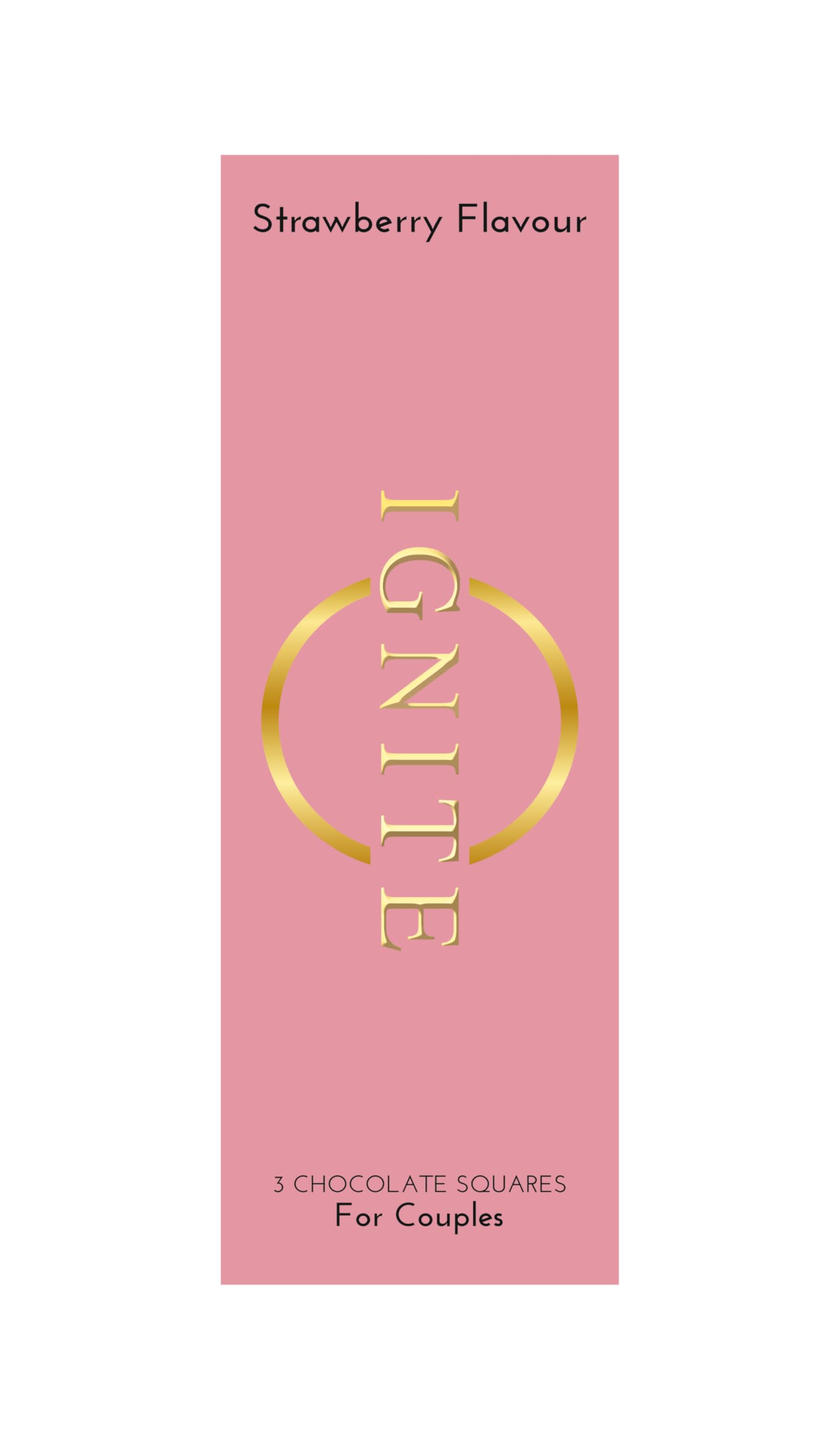 Ignite strawberry chocolate square bite emphasizes smooth texture and inviting aroma.