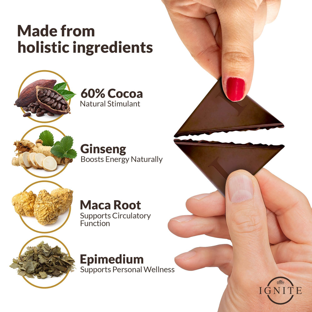 MBDH Wellness Ignite dark chocolate bar melted serving suggestion for two