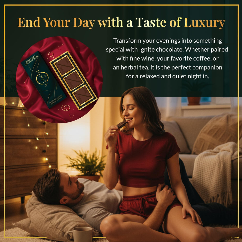 MBDH Wellness Ignite Mint Chocolate Bar gift-ready box signals premium indulgence.