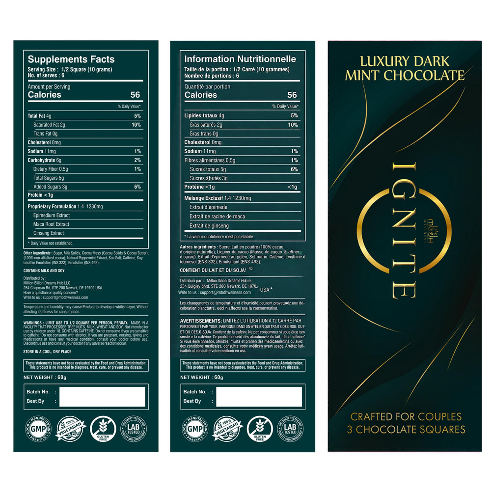 MBDH Wellness Ignite Mint Chocolate Bar mint swirl close-up highlighting refreshing mint finish.