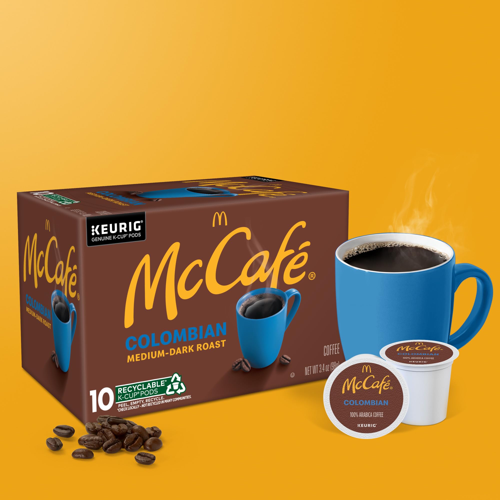 McCafé Colombian label detail noting kosher certification and quality