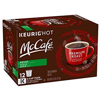 Steaming cup of McCafé Decaf K-Cup coffee for anytime enjoyment