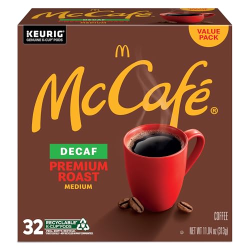 McCafé decaf brewed coffee being poured into a mug.