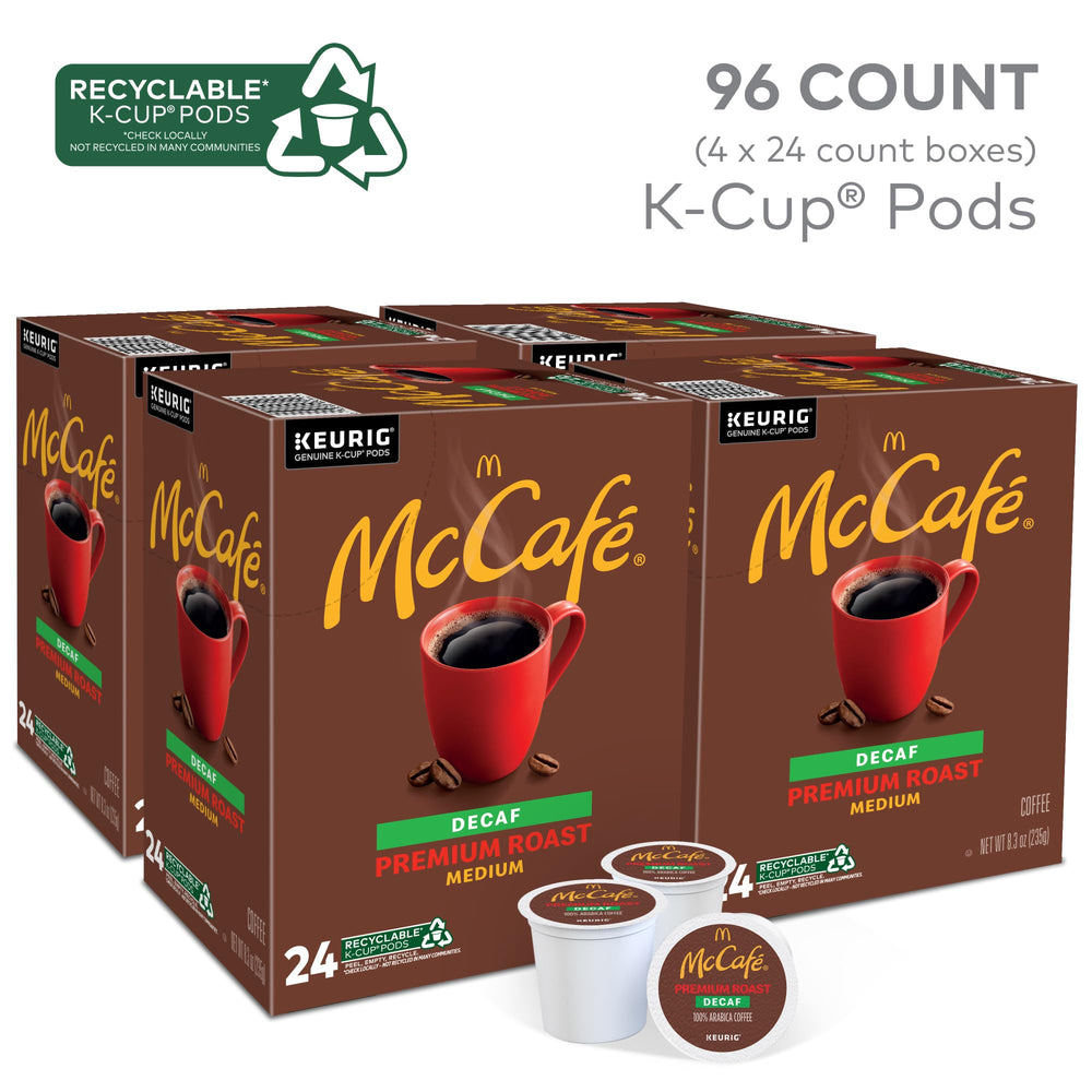 McCafé decaf K-Cup pods packaging for quick, clean mornings