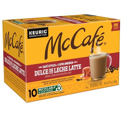 Home office setup with a mug of McCafé Dulce de Leche Latte.