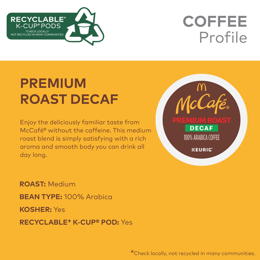 McCafé K-Cup pod in recyclable packaging highlights eco-friendly design.