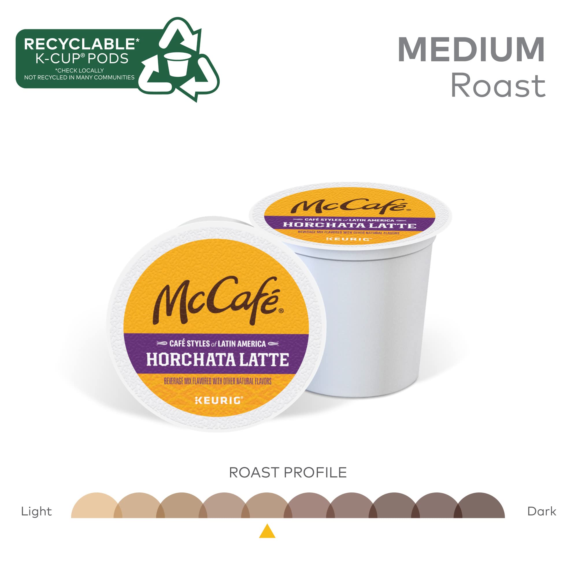 McCafé Latin America sustainability badge emphasizes responsibly sourced coffee supporting farmers.