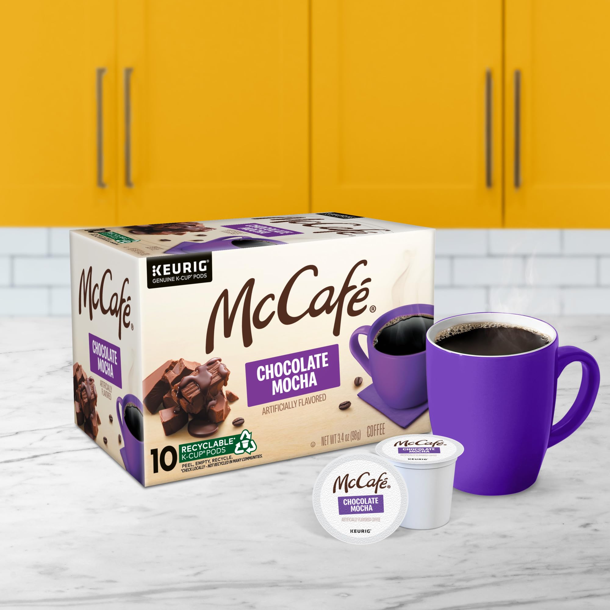 McCafé Light roast beans image conveys balanced flavor with chocolate hints.