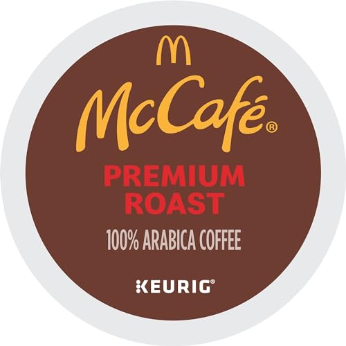 McCafé Premium Roast Arabica beans closeup in warm light