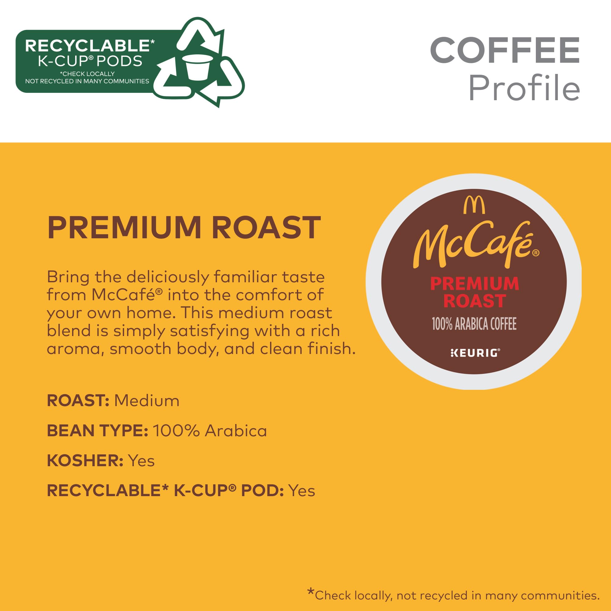 Steaming McCafé Premium Roast cup with smooth finish