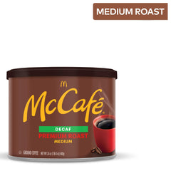 McCafé Premium Roast Decaf brewed cup in a mug for easy mornings