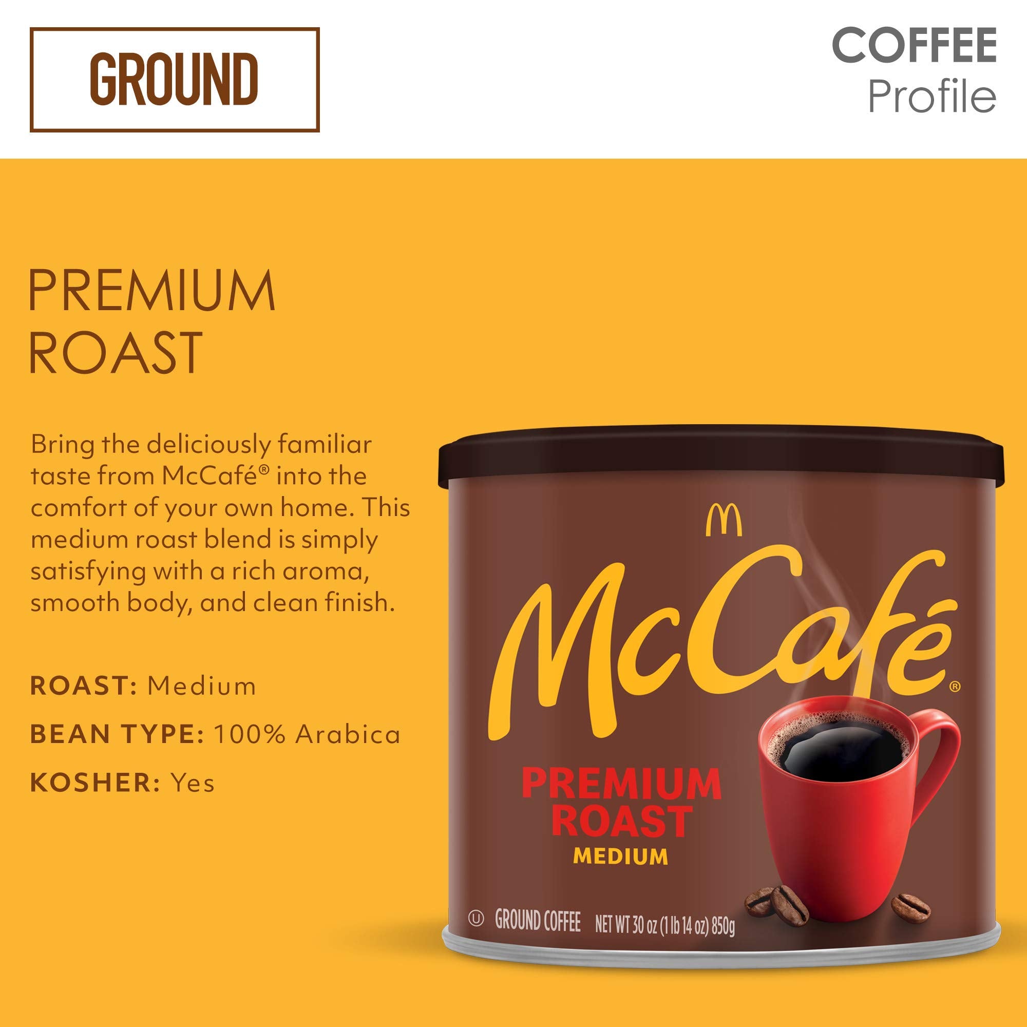 Ground McCafe Premium Roast in a scoop ready to brew a balanced cup