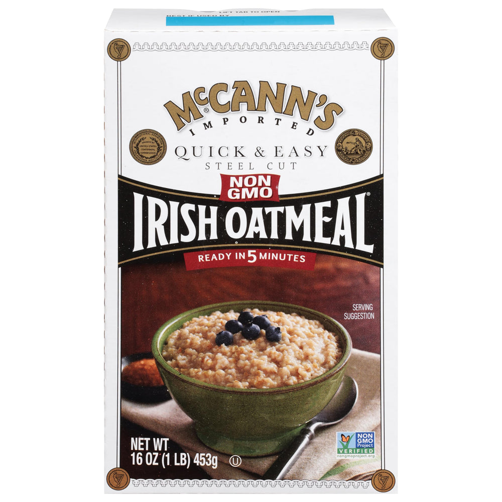 McCann's Irish Oatmeal bowl of creamy steel-cut oats for a hearty breakfast.