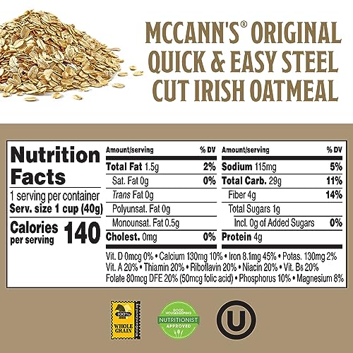 McCann's Irish Oatmeal cup with lid off, ready for toppings.