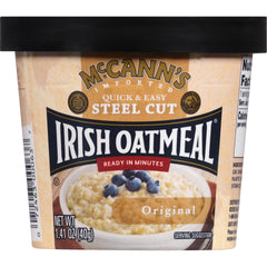 McCann's Irish Oatmeal instant cup original 1.4 oz for quick breakfasts.