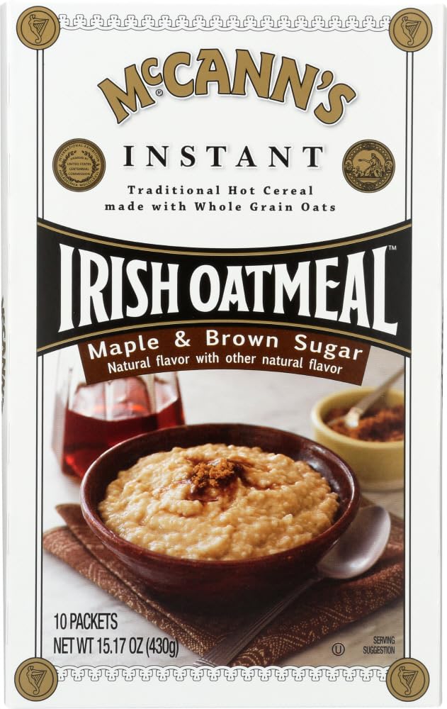 McCann's Irish Oatmeal maple brown sugar front-pack ideal for quick breakfasts
