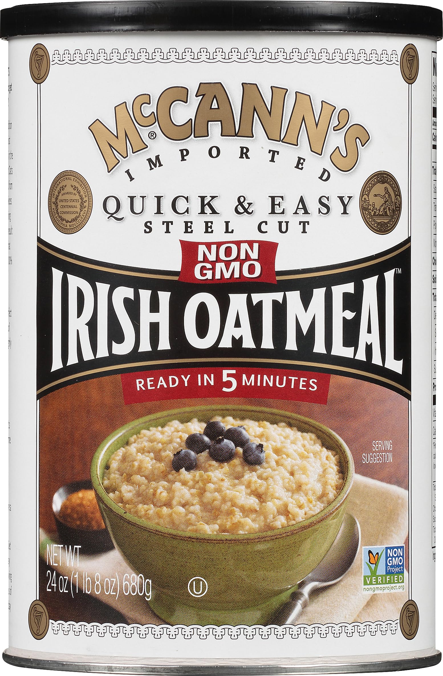 McCann's Irish Oatmeal packaging shows tradition for a quick, hearty breakfast.