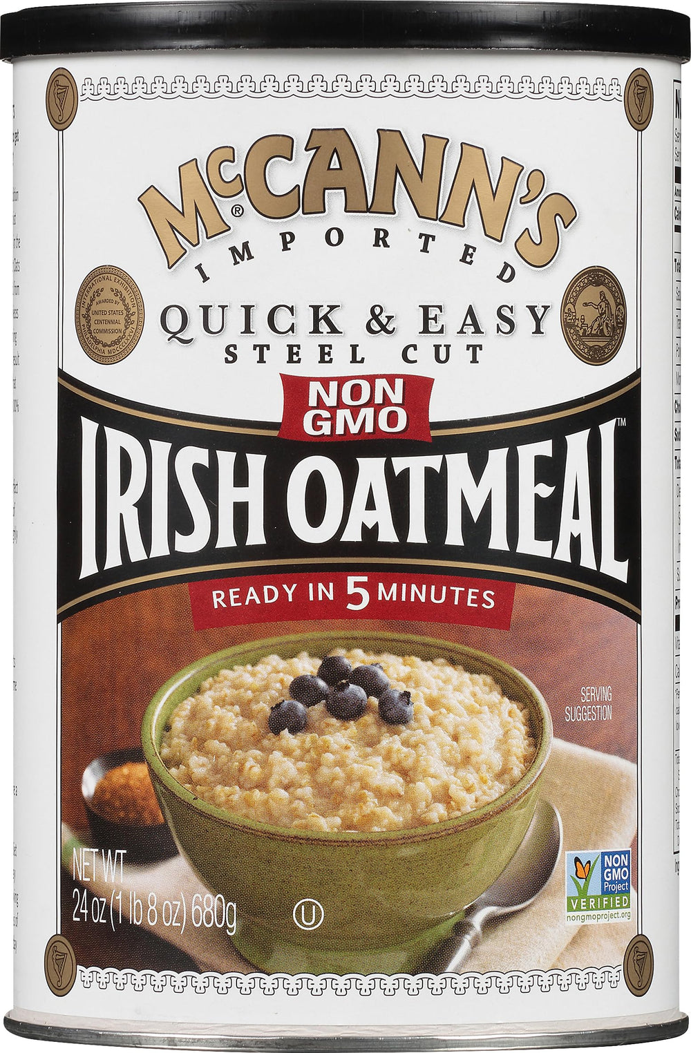 McCann's Irish Oatmeal packaging shows tradition for a quick, hearty breakfast.