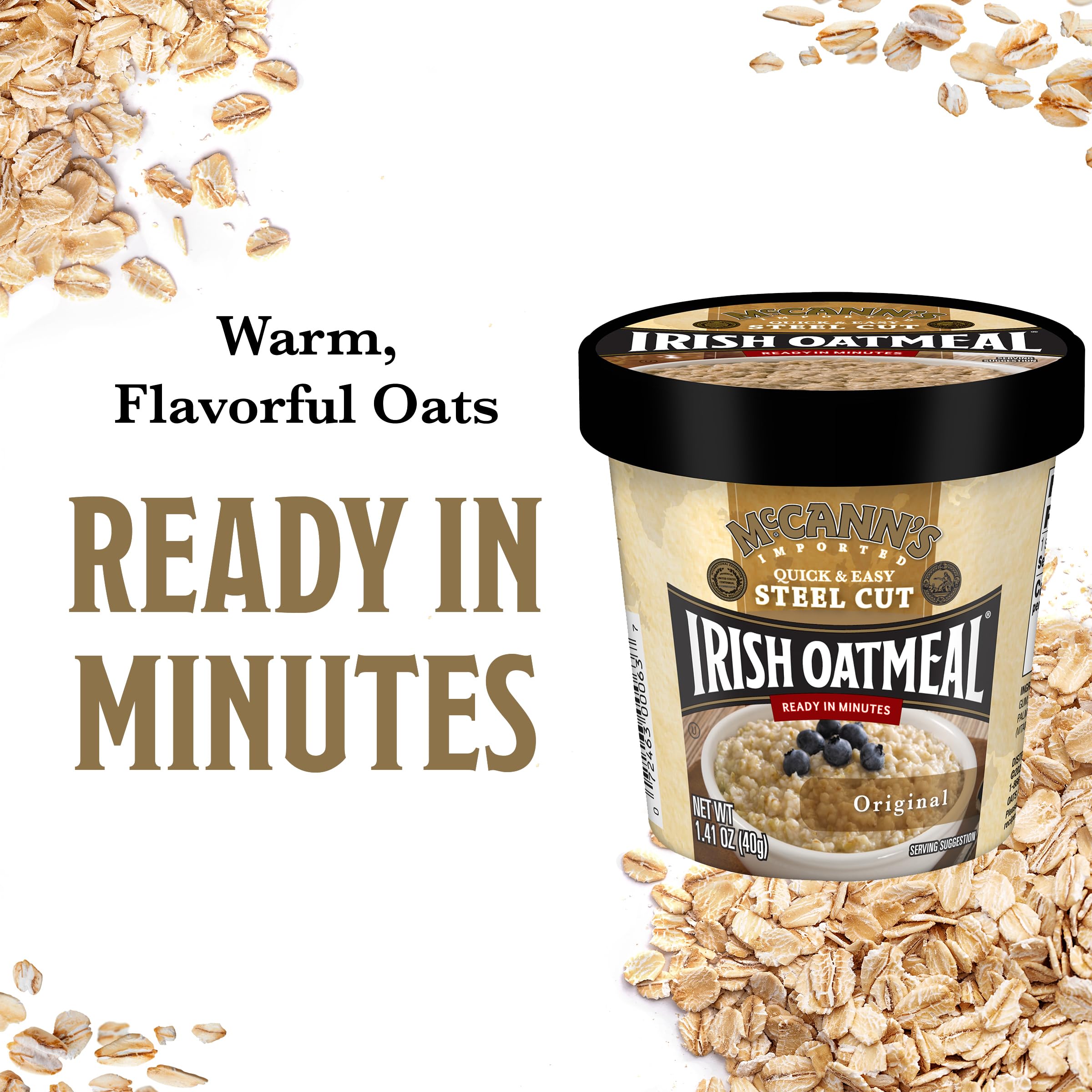 McCann's Oatmeal cup showing four grams of protein per serving.