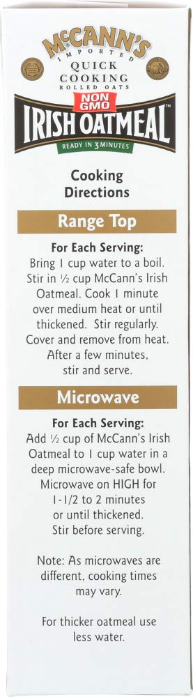 Close-up of McCann's Quick oats texture showing creamy, hearty bite.