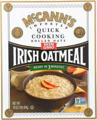 McCann's Irish Oatmeal Quick two-pack box front for fast, wholesome breakfasts.