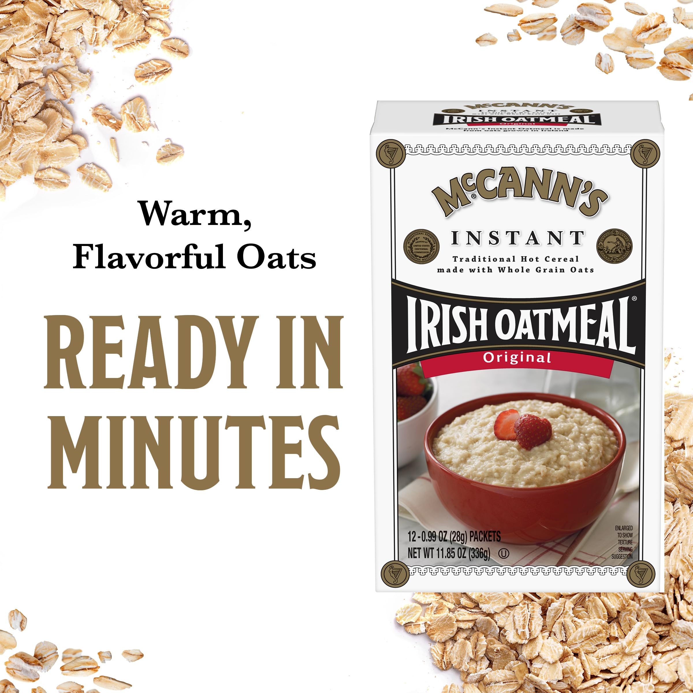 Steaming bowl of McCann's Irish Oatmeal ready for enjoyment.