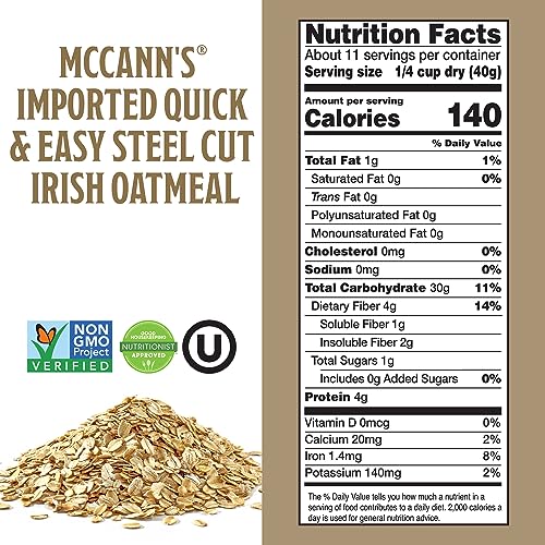 McCann's Irish Oatmeal steel-cut oats ready in minutes for busy mornings.