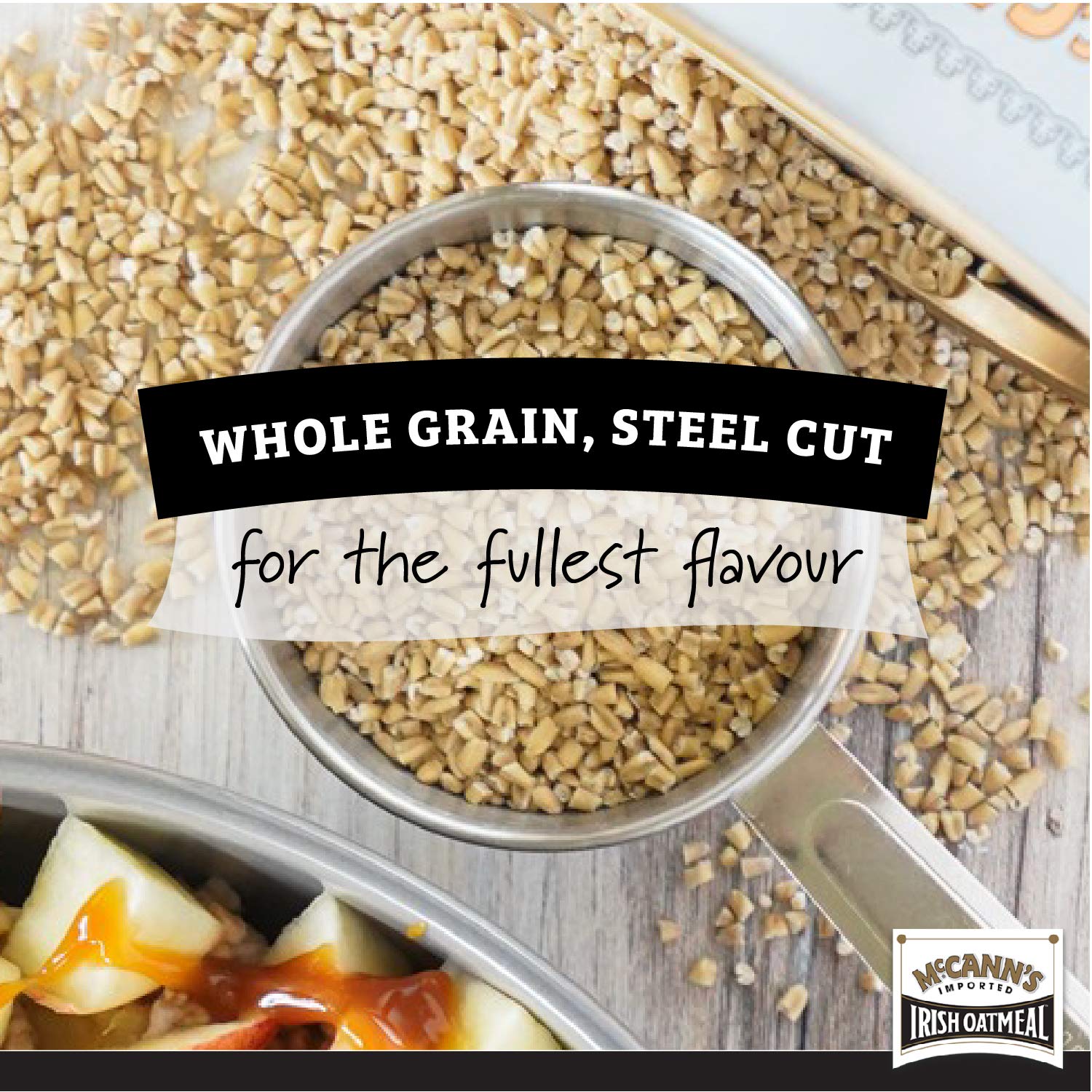 Serving McCann's oats in a bowl ready for toppings and savoring.