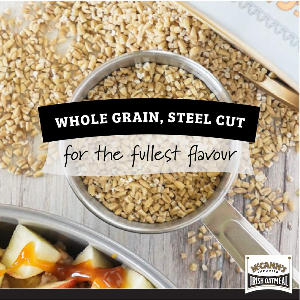 Serving McCann's oats in a bowl ready for toppings and savoring.