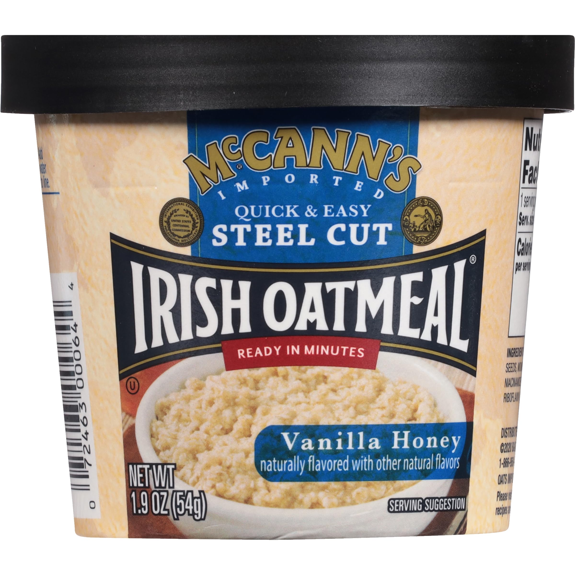 McCann's Irish Oatmeal Vanilla Honey cup highlighting vanilla aroma for a quick comforting breakfast