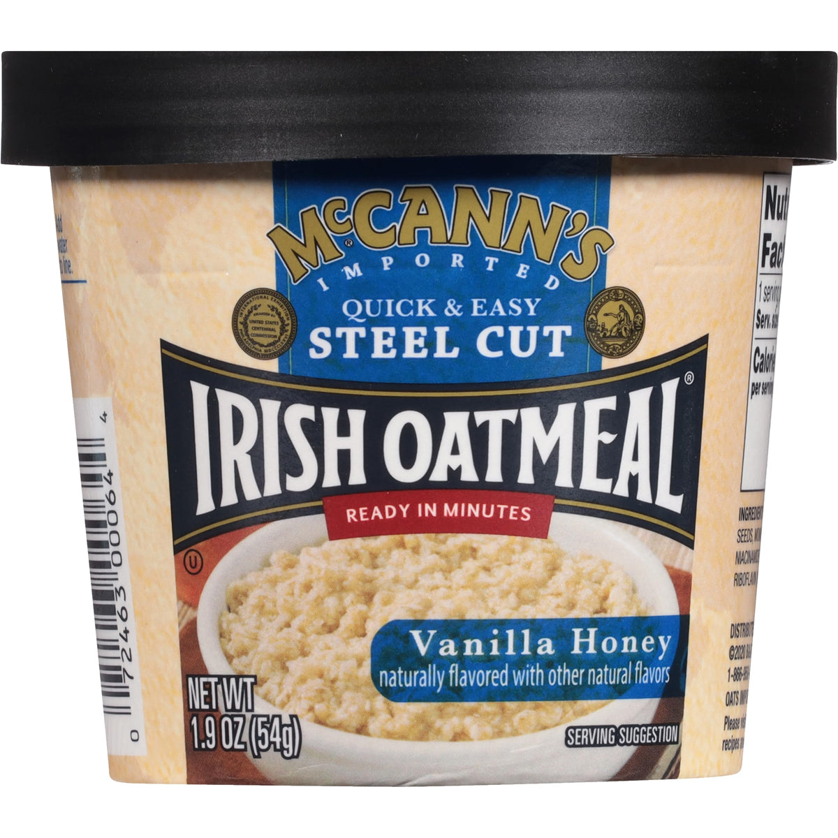 McCann's Irish Oatmeal Vanilla Honey cup highlighting vanilla aroma for a quick comforting breakfast