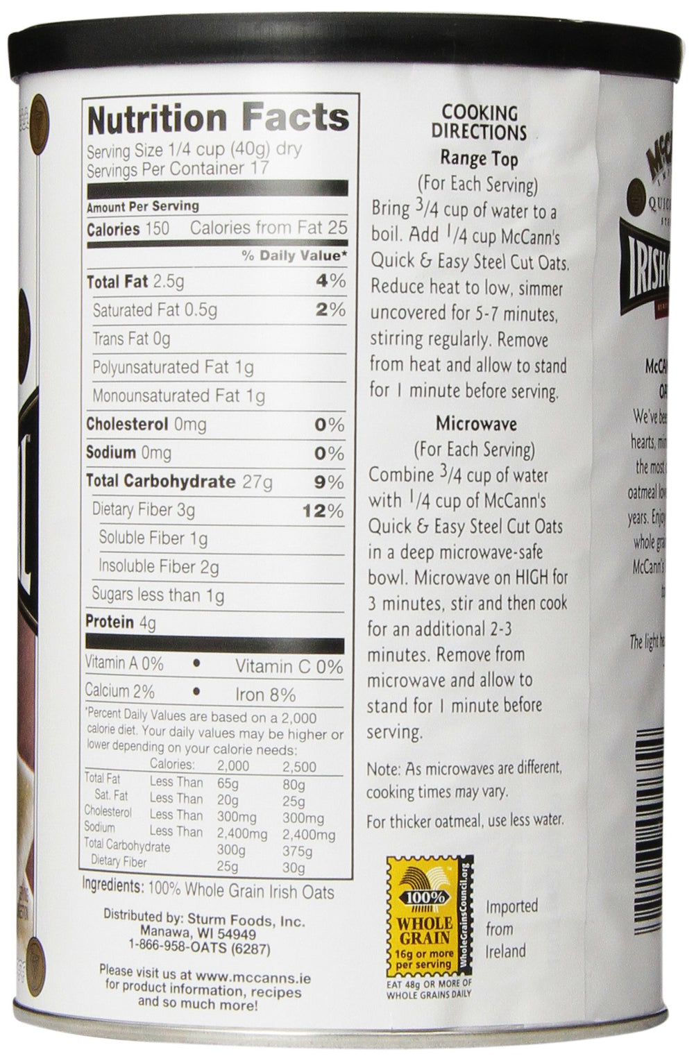 McCann's steel-cut oats in a bowl highlight nutty flavor and hearty texture.