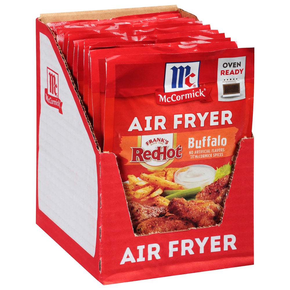 McCormick Air Fryer Buffalo Seasoning packaging for quick, crispy results