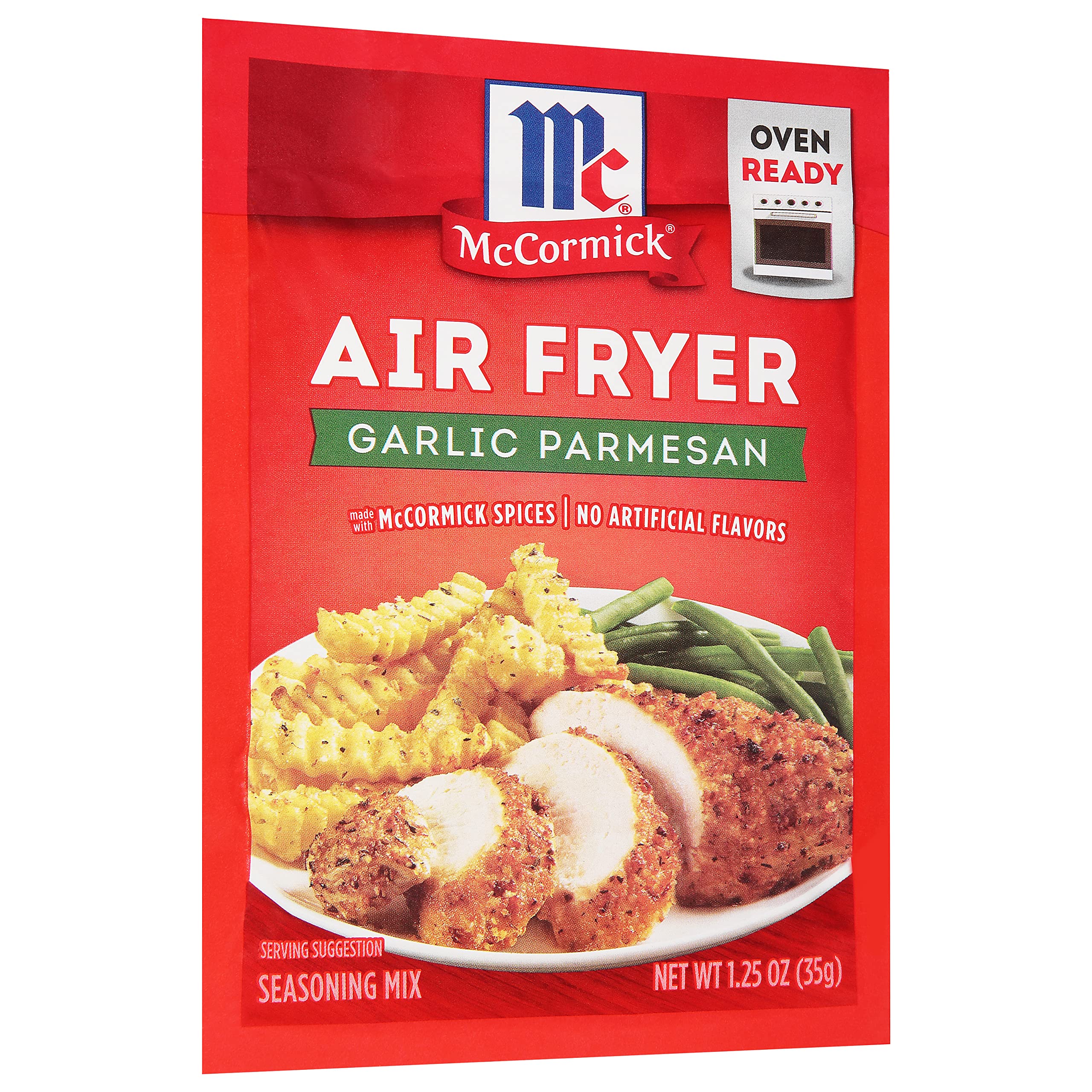 McCormick Garlic Parmesan Seasoning Pack 12 back panel with ingredients and usage tips