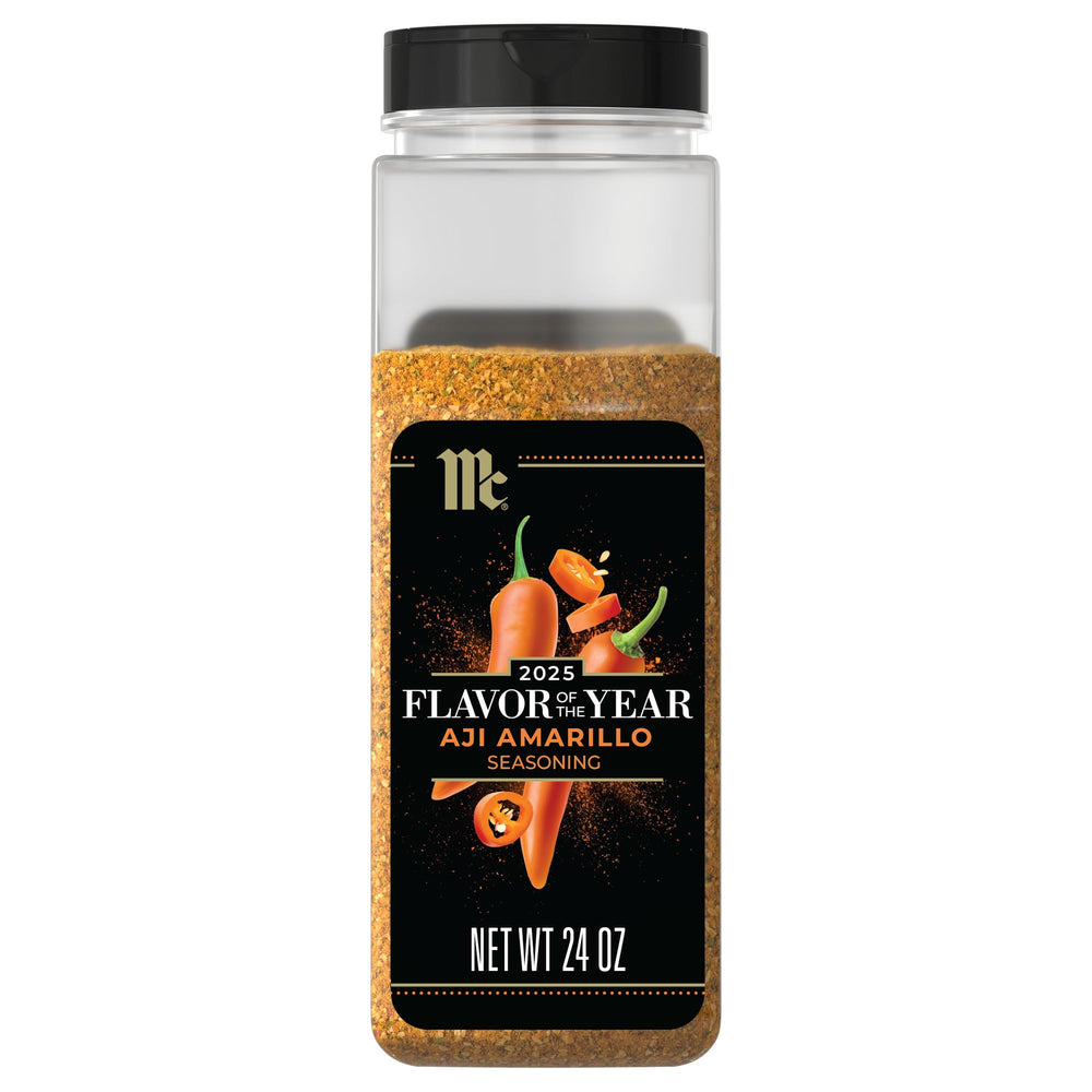 McCormick Aji Amarillo seasoning jar highlighting tropical notes and moderate heat