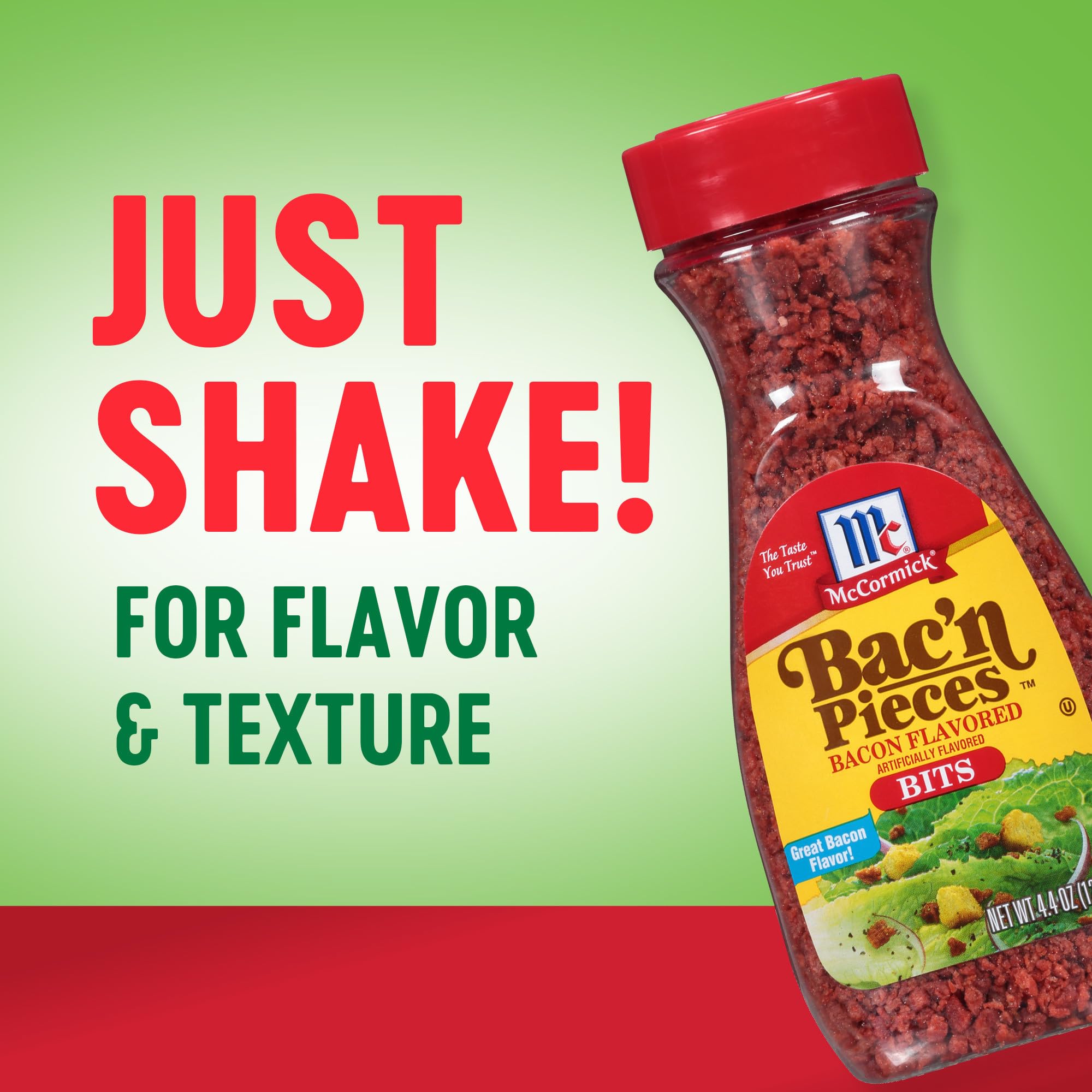 McCormick Bac'n Pieces as a pizza topping for salty crunch.