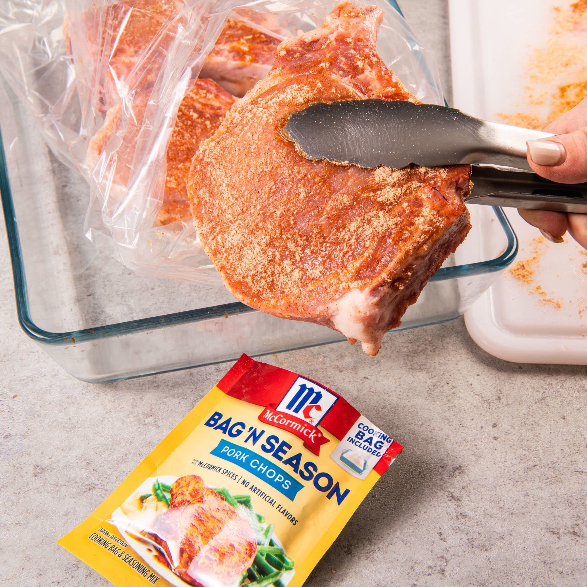 Juicy, flavorful pork chops using McCormick Bag 'n Season.