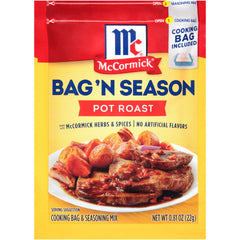 McCormick Bag 'n Season Pot Roast baking bag shown for easy, mess-free oven cooking.