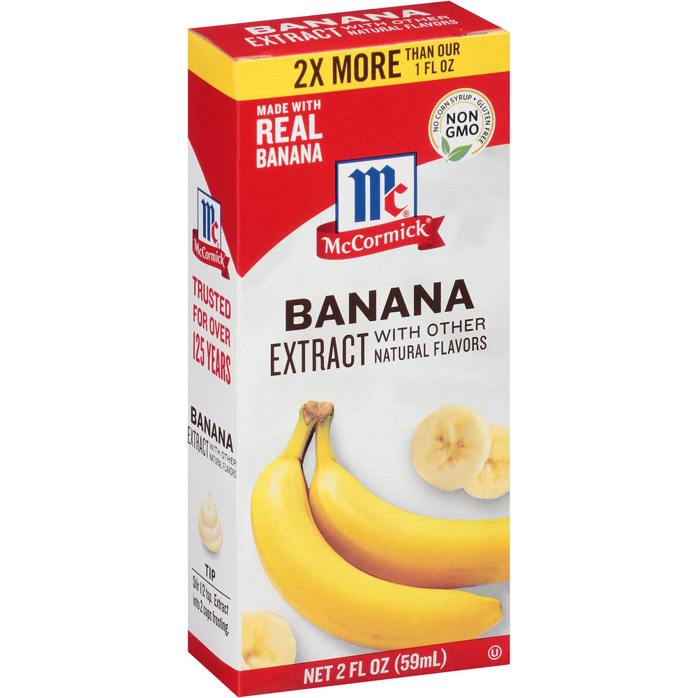 McCormick Banana Extract bottle highlights real banana flavor for baking