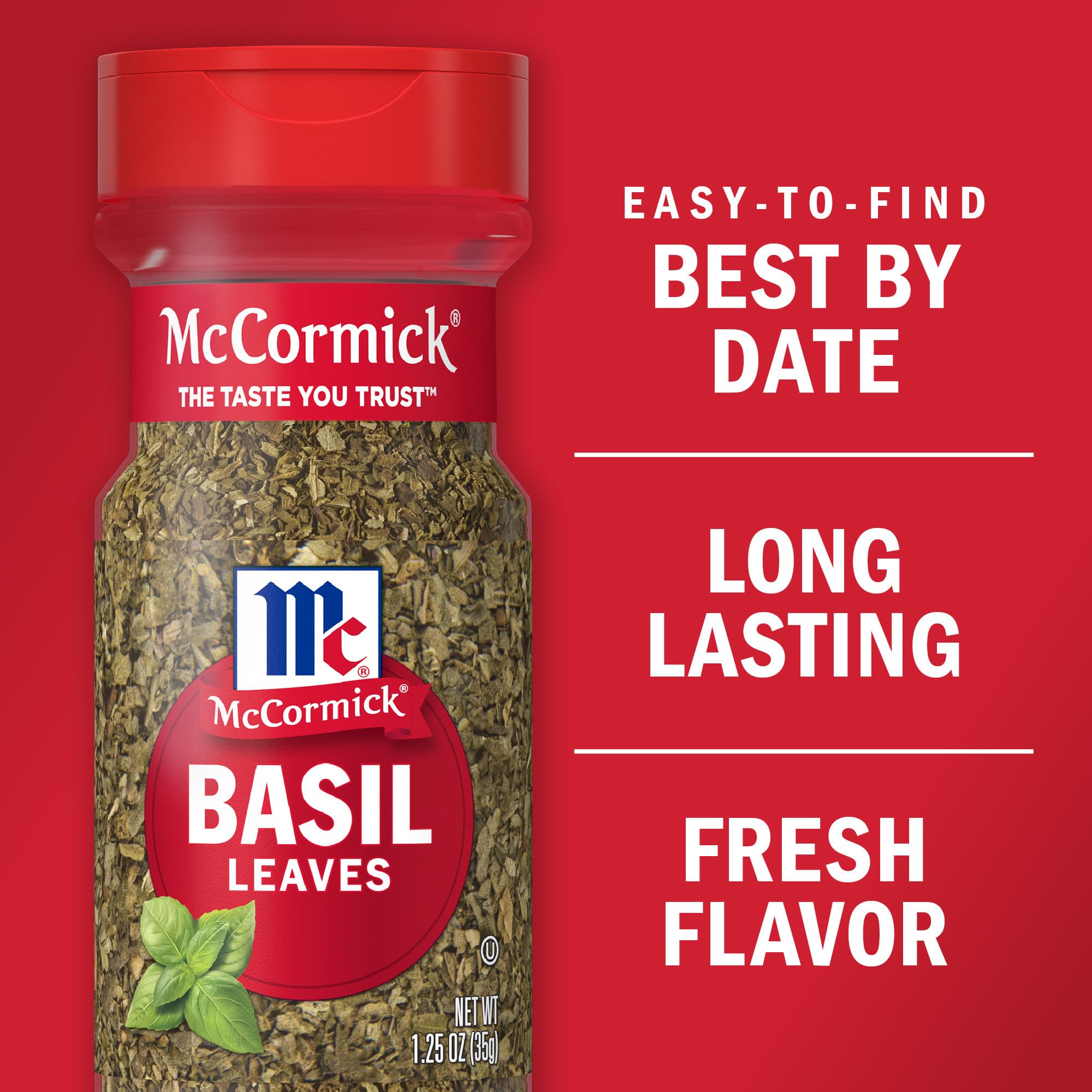 McCormick Basil Leaves ideal for pizza and pasta dishes with tomato sauce