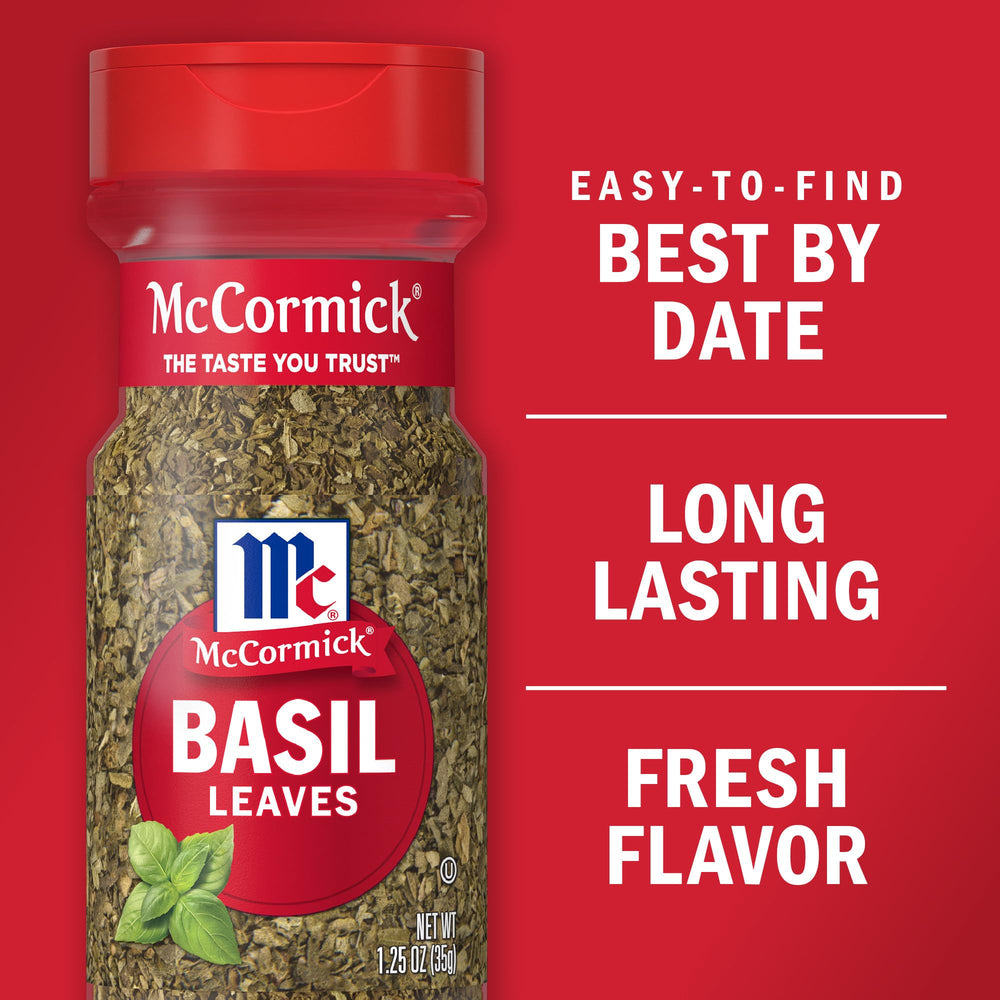 McCormick Basil Leaves ideal for pizza and pasta dishes with tomato sauce