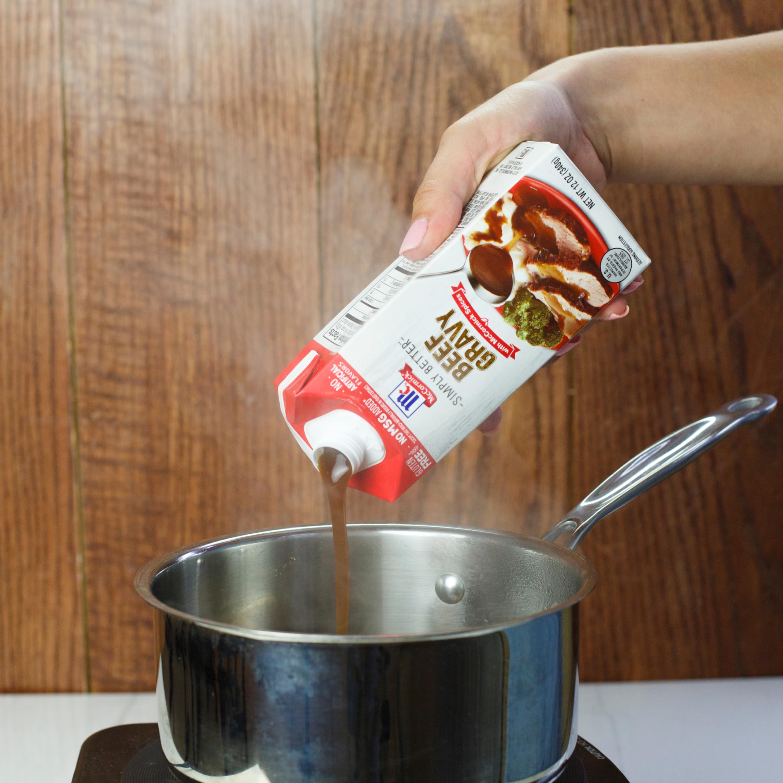 McCormick Beef Gravy served in a bowl with warm servings