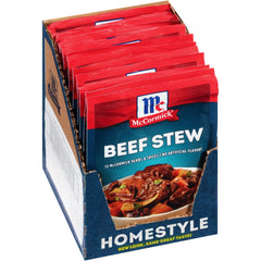 McCormick Beef Stew Seasoning packaging highlighting rich flavor benefits