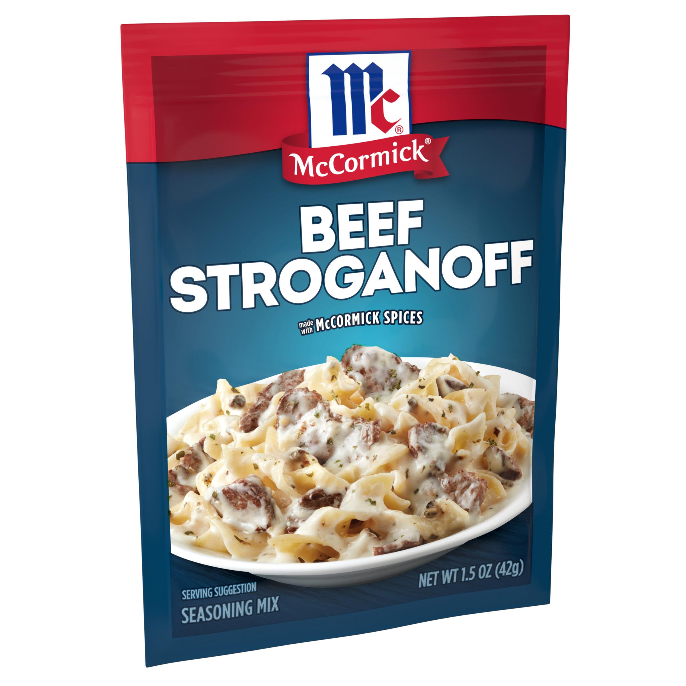 McCormick Beef Stroganoff Seasoning Mix pouch ready to season beef