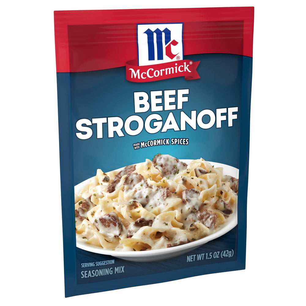 McCormick Beef Stroganoff Seasoning Mix pouch ready to season beef