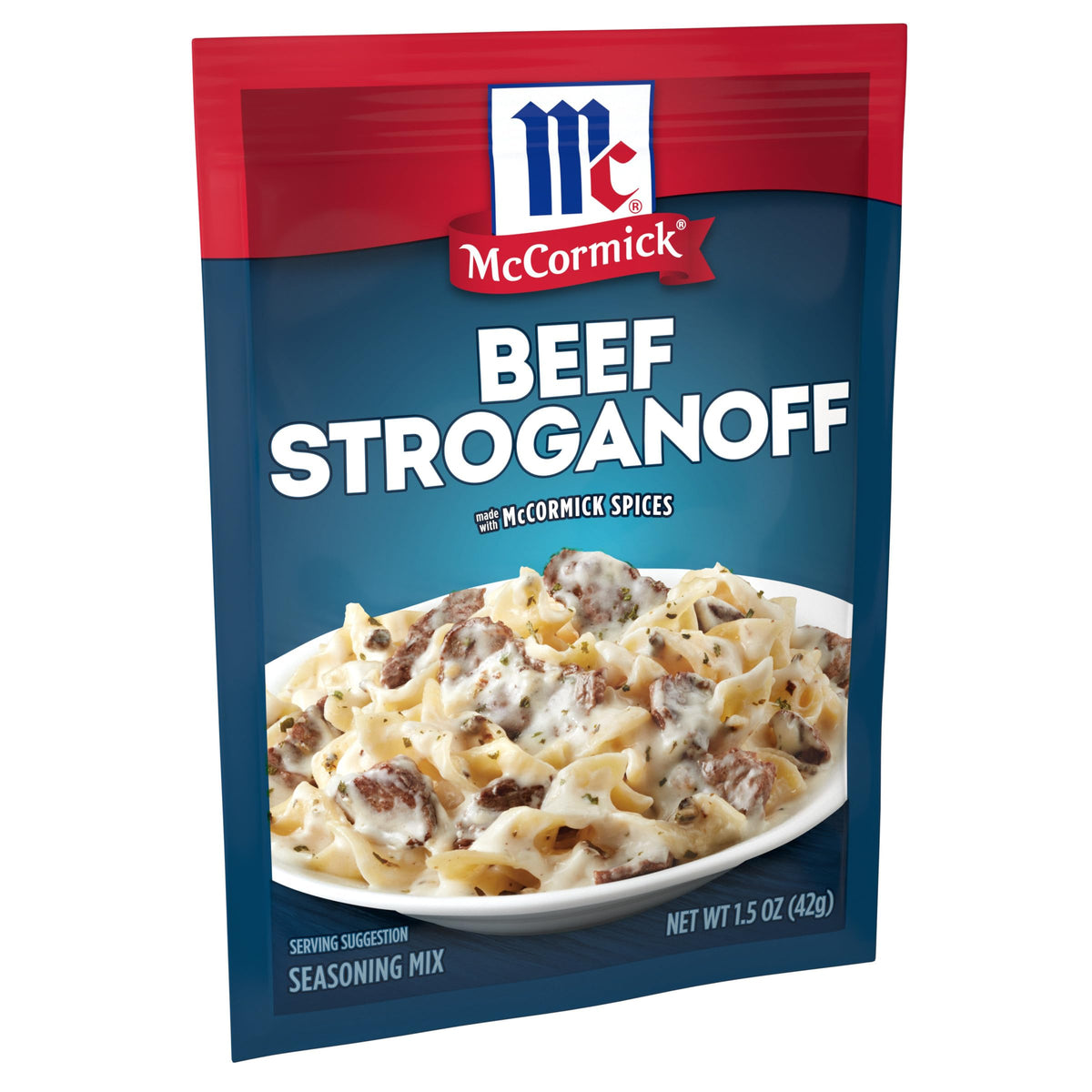 McCormick Beef Stroganoff Seasoning Mix pouch ready to season beef