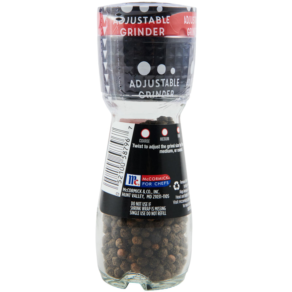 Adjustable grind settings shown on McCormick Pepper Grinder