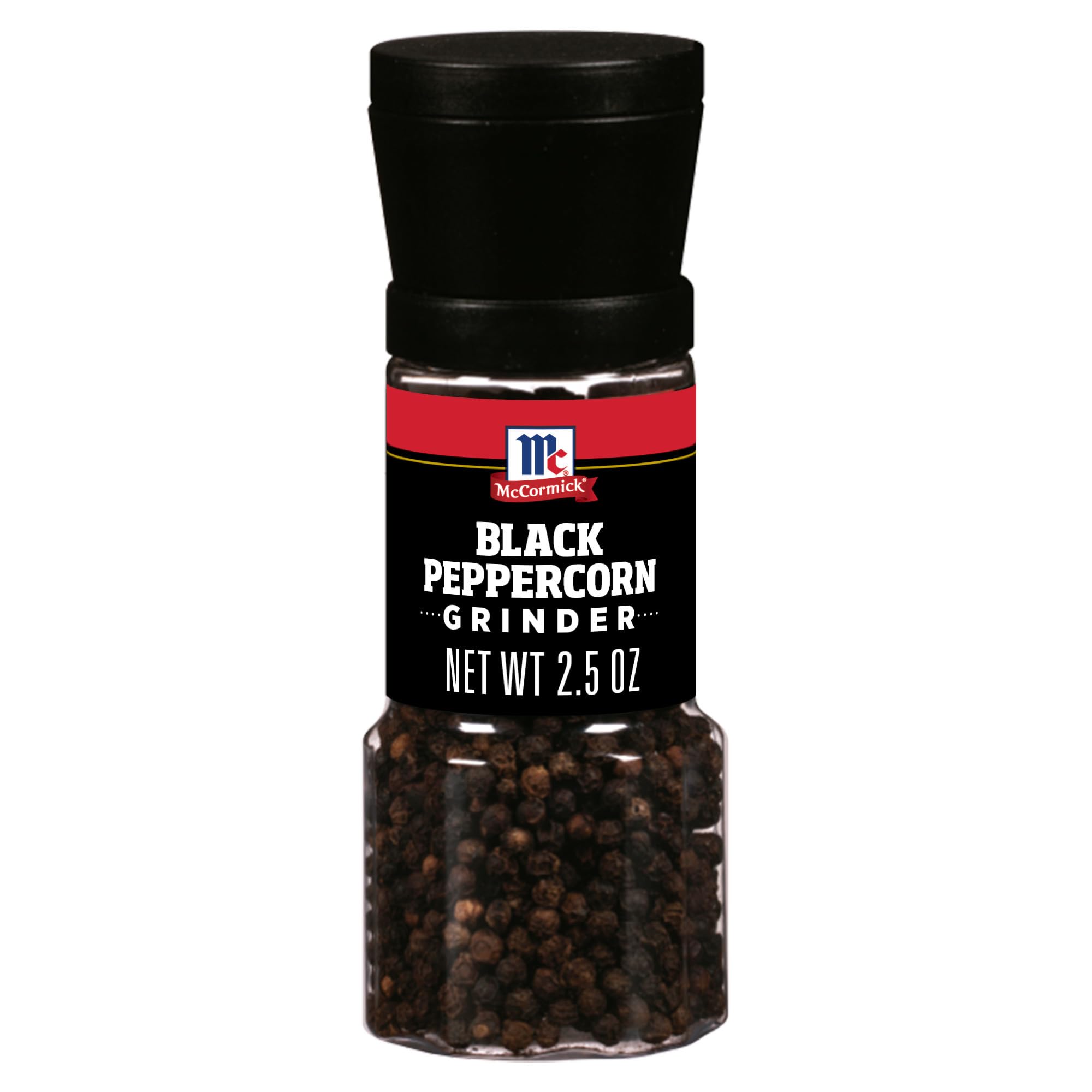 McCormick Black Peppercorn Grinder assembly shows built-in grinder for fresh pepper.