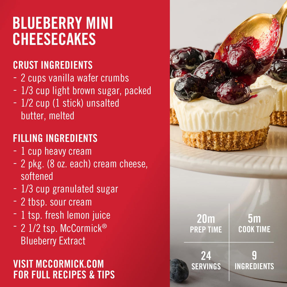 McCormick Blueberry Extract adds blueberry aroma to dessert pies.