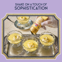 Bridgerton finishing sugar on ice cream creates a creamy lemon finish.